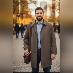 Chaps Ralph Lauren Men's Olive Green Trench Coat